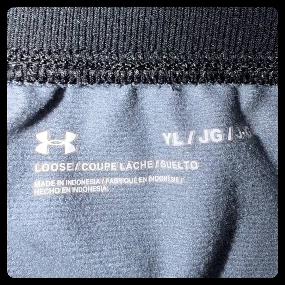 Under Armour Jogger Pants Kids Youth Large YL Black Camo Tapered Leg Athletic